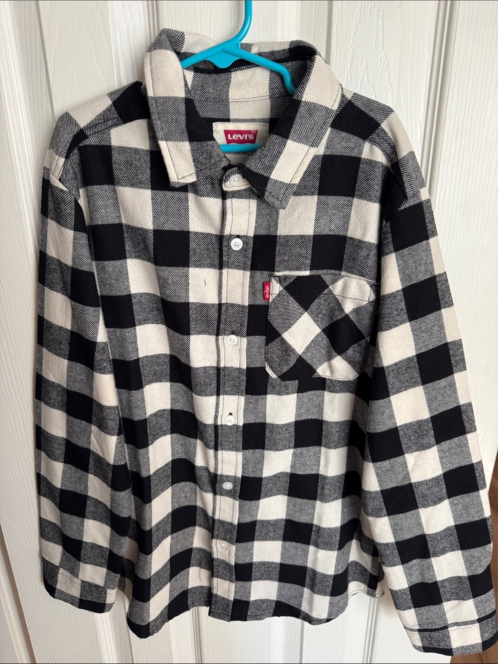 Boys Levi's Black & White Buffalo Check Button-Up Shirt